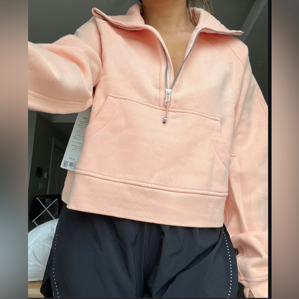 ❤️LULULEMON SCUBA OVERSIZED FUNNEL NECK HALF ZIP HOODIE-PEACH SATIN-M/L & XL/XXL - Picture 3 of 13
